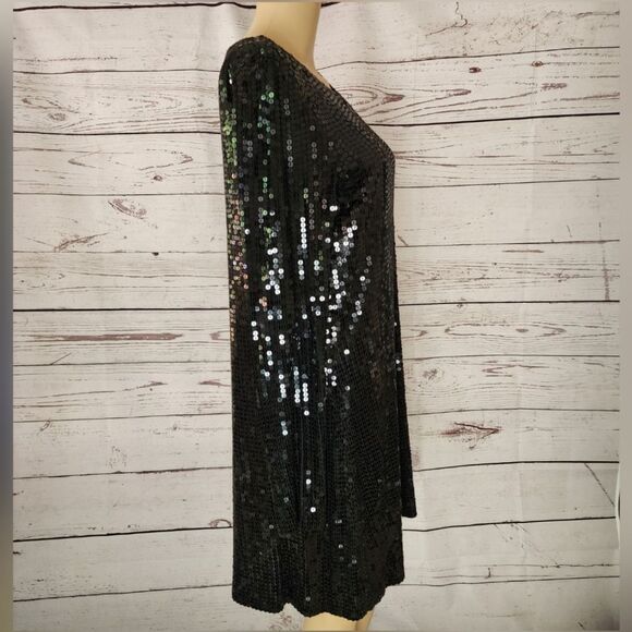 Velvet by Graham & Spencer Long Sleeve Sequin Dress Large - Picture 3 of 6